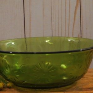 Vintage Pressed Glass Green Bowl